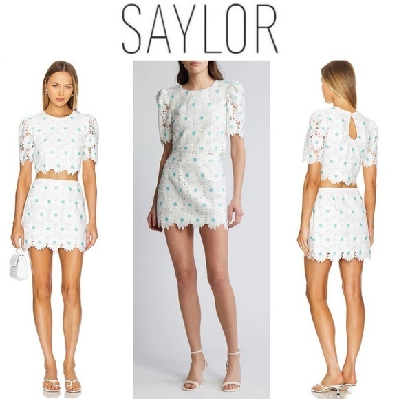 SAYLOR Yenela Top & Mini Skirt Set in White sz XS